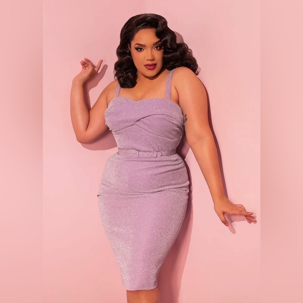 Lilac Lurex Jawbreaker Wiggle-3x-NWT-no belt